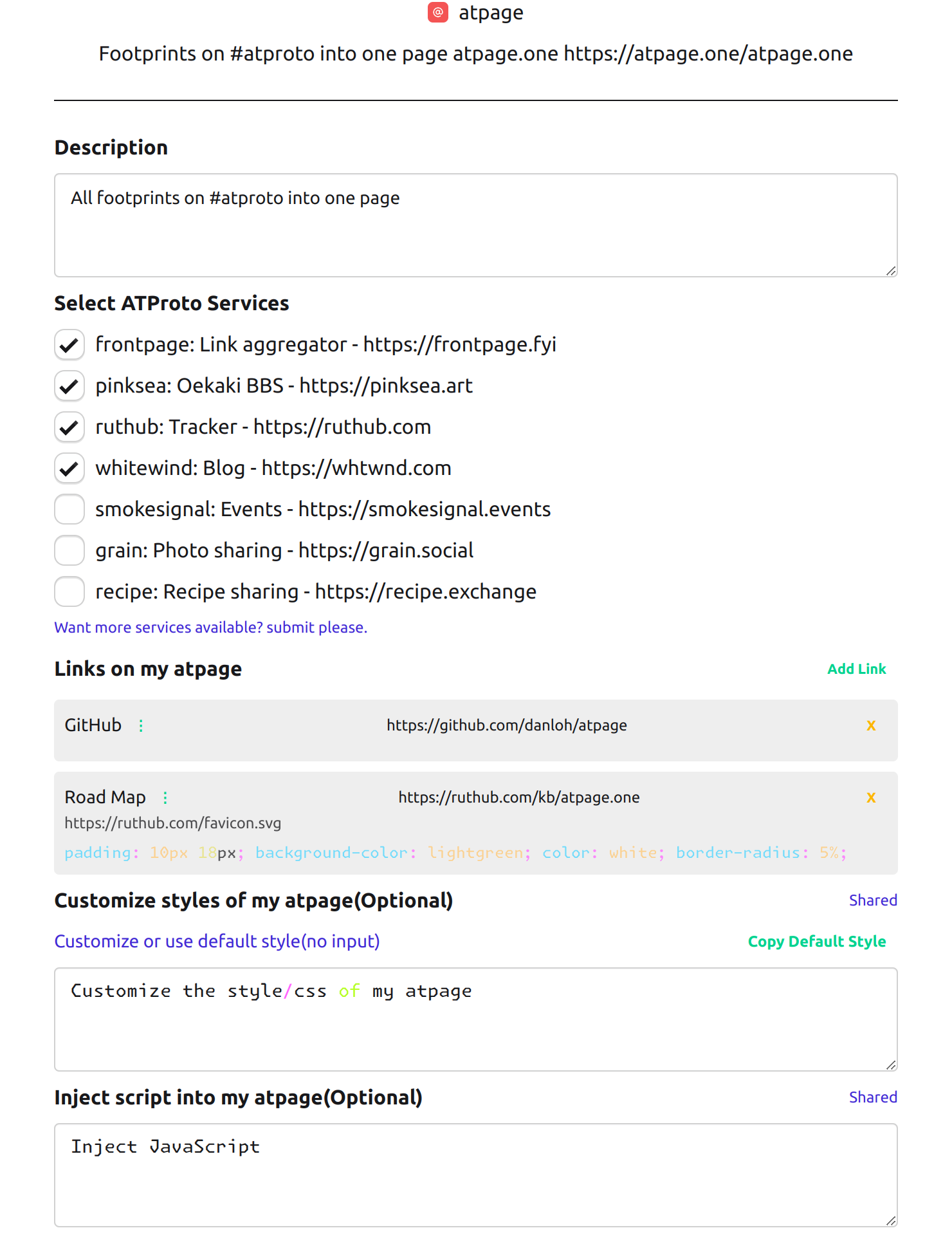 setup page